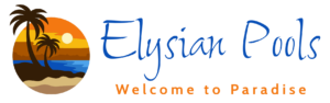 A black background with the words elysian written in blue.